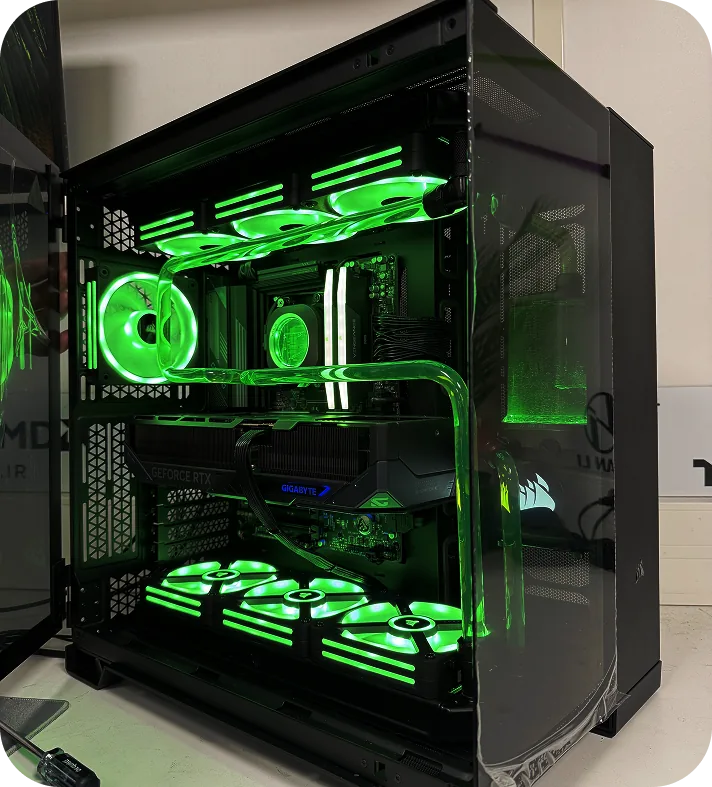 Watercooling custom éclairé en vert