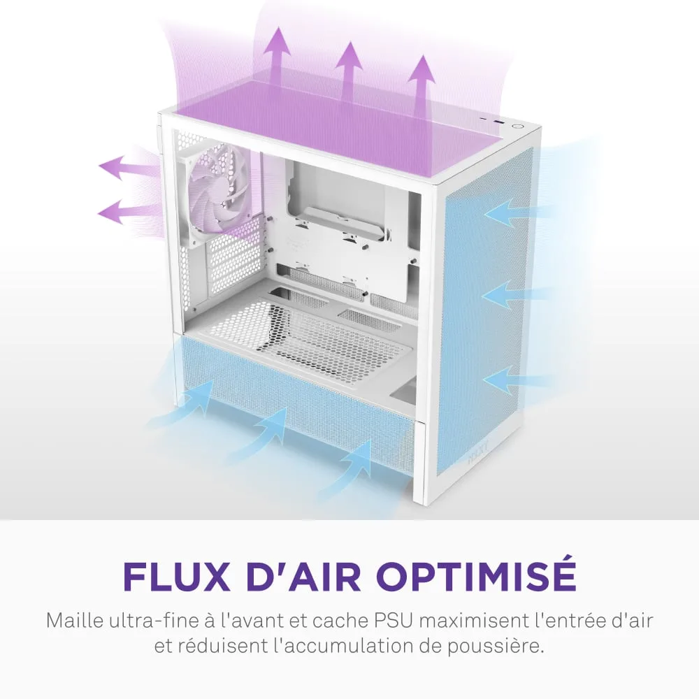 NZXT H3 Flow Blanc - MT/Sans Alim/mATX, vue 10