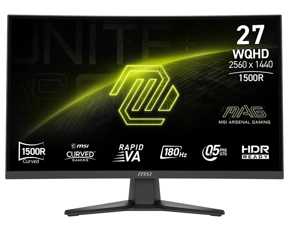 MSI MAG 275CQF E18 - 27" CURVE QHD 180Hz Fast VA 0.5ms FreeSync, vue 1