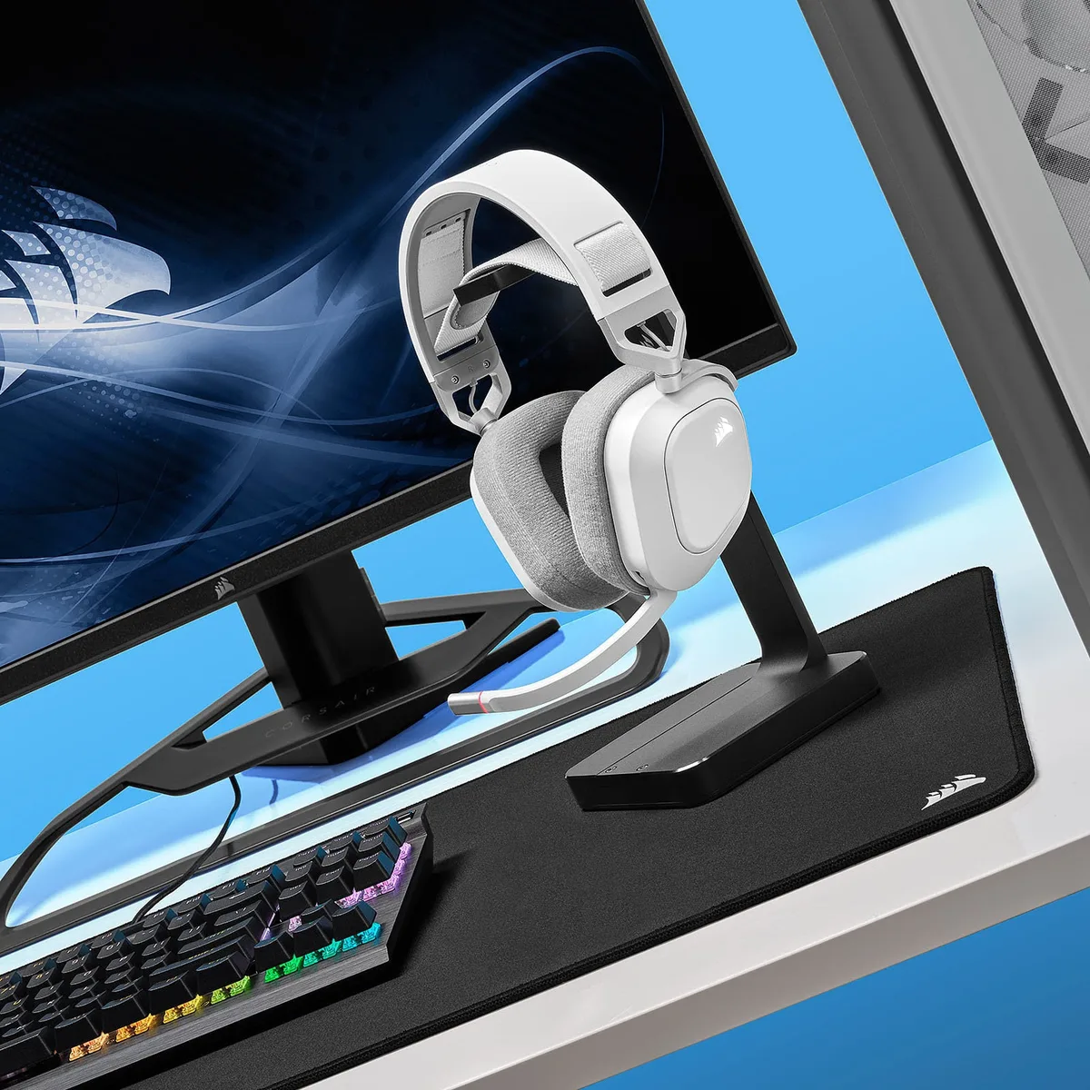 Corsair HS80 RGB Wireless - Blanc, vue 2