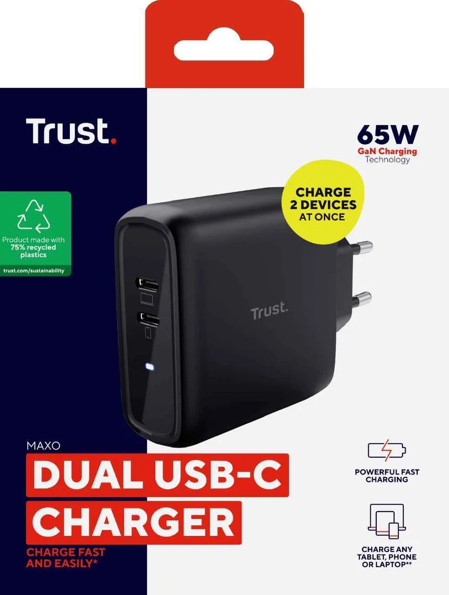 Trust Chargeur universel MAXO 65W - 2 ports USB-C, vue 4
