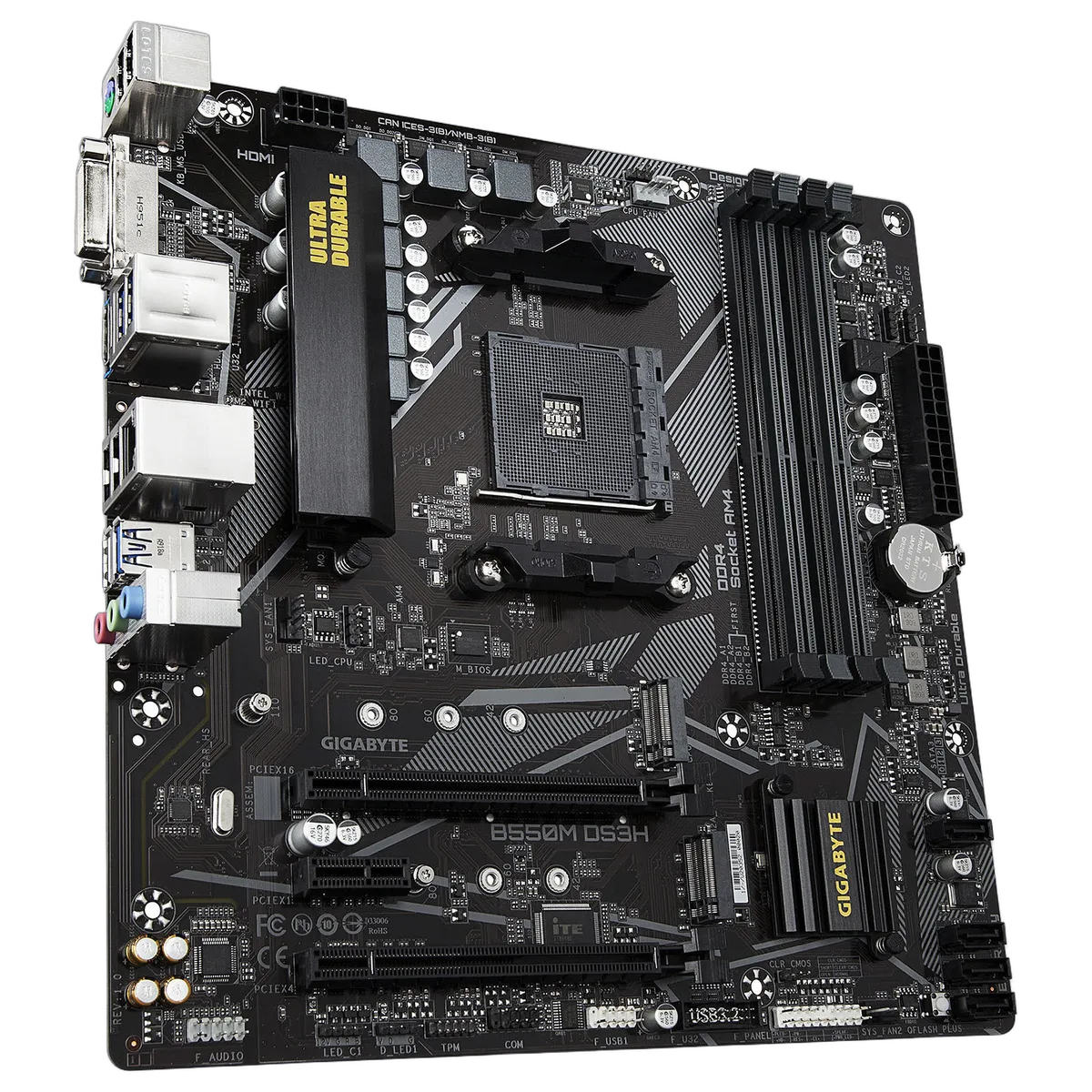 Gigabyte B550M DS3H-Seconde Vie, vue 3