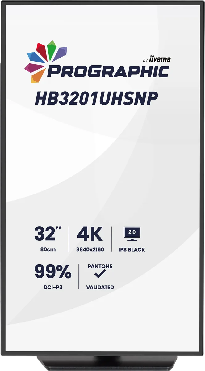 Iiyama ProGraphic - 32" 4K IPS Black 99% DCI P3 USB-C Dock Certifié Pantone, vue 2
