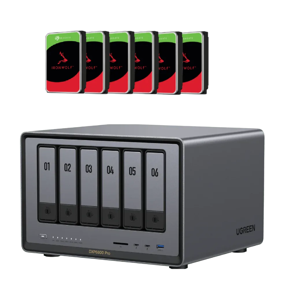 UGREEN DXP6800 Pro - 6 Baies avec 6 disques 12To Ironwolf, vue 1