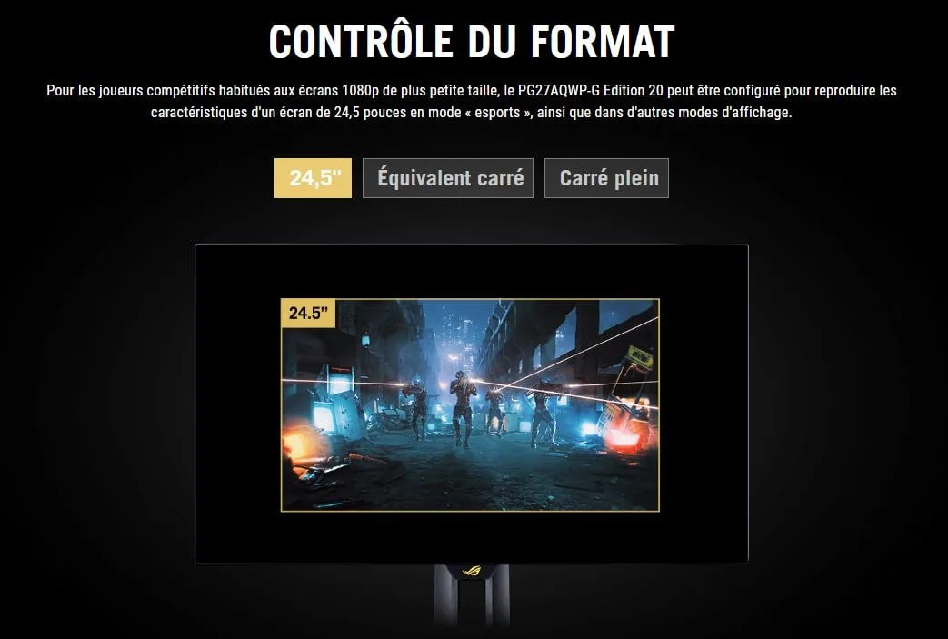 Asus ROG Swift PG27AQWP-G - 26.5" TANDEM WOLED QHD/540Hz ou HD/720Hz G-Sync compatible, vue 9