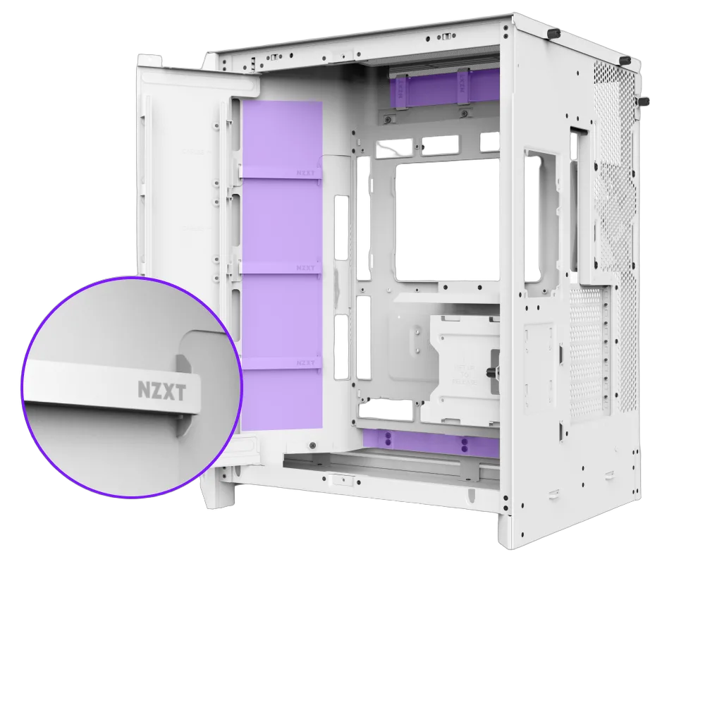 NZXT H9 Flow RGB+ Blanc - MT/Sans Alim/E-ATX, vue 12
