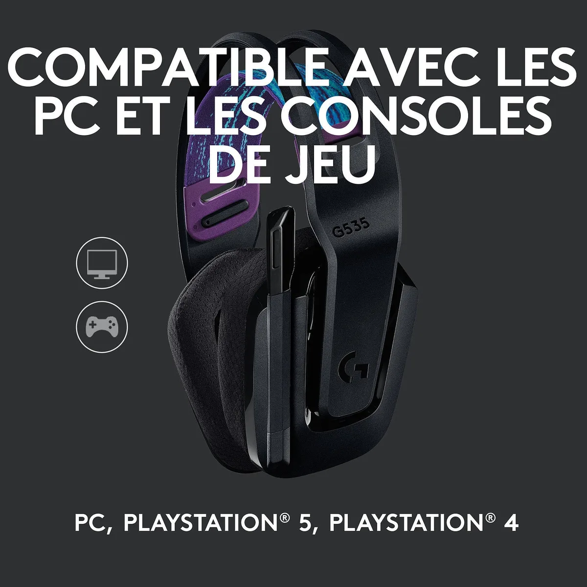 Logitech G535 Lightspeed - Sans-Fil - Noir, vue 2