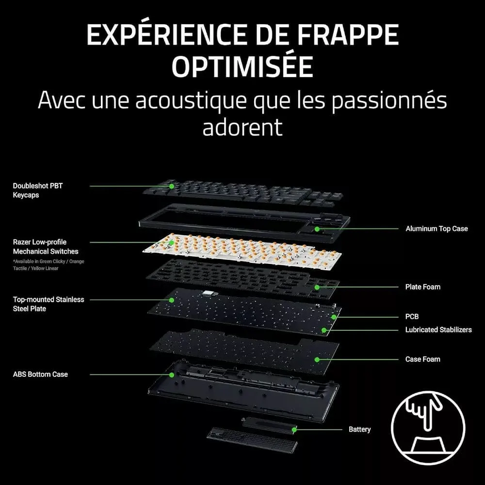 Razer BlackWidow V4 TKL LP - Mécanique (Switch Orange) - Sans-Fil - RGB - Noir, vue 6