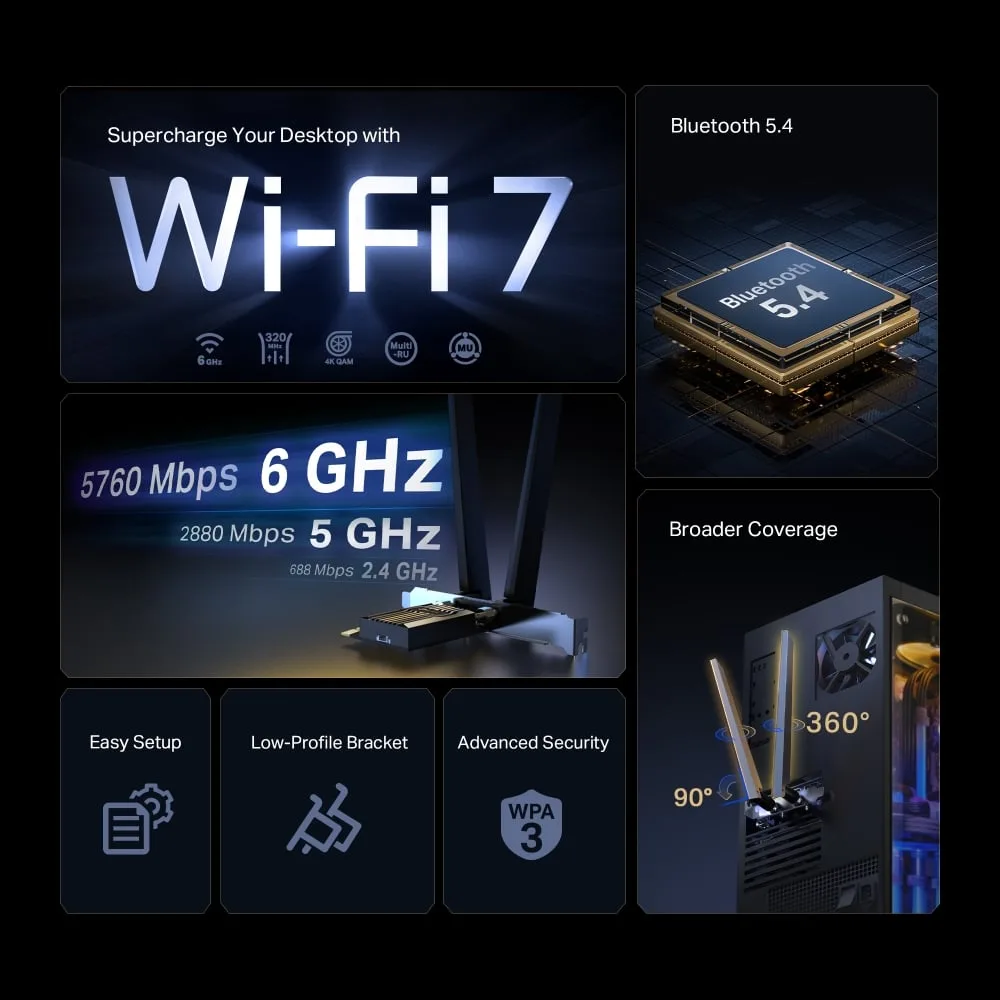TP-Link TBE552E - Wifi 7 BE9300 / Bluetooth 5.4, vue 5