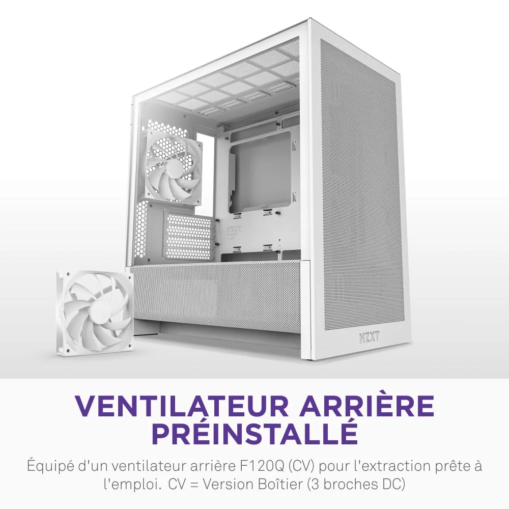 NZXT H3 Flow Blanc - MT/Sans Alim/mATX, vue 13