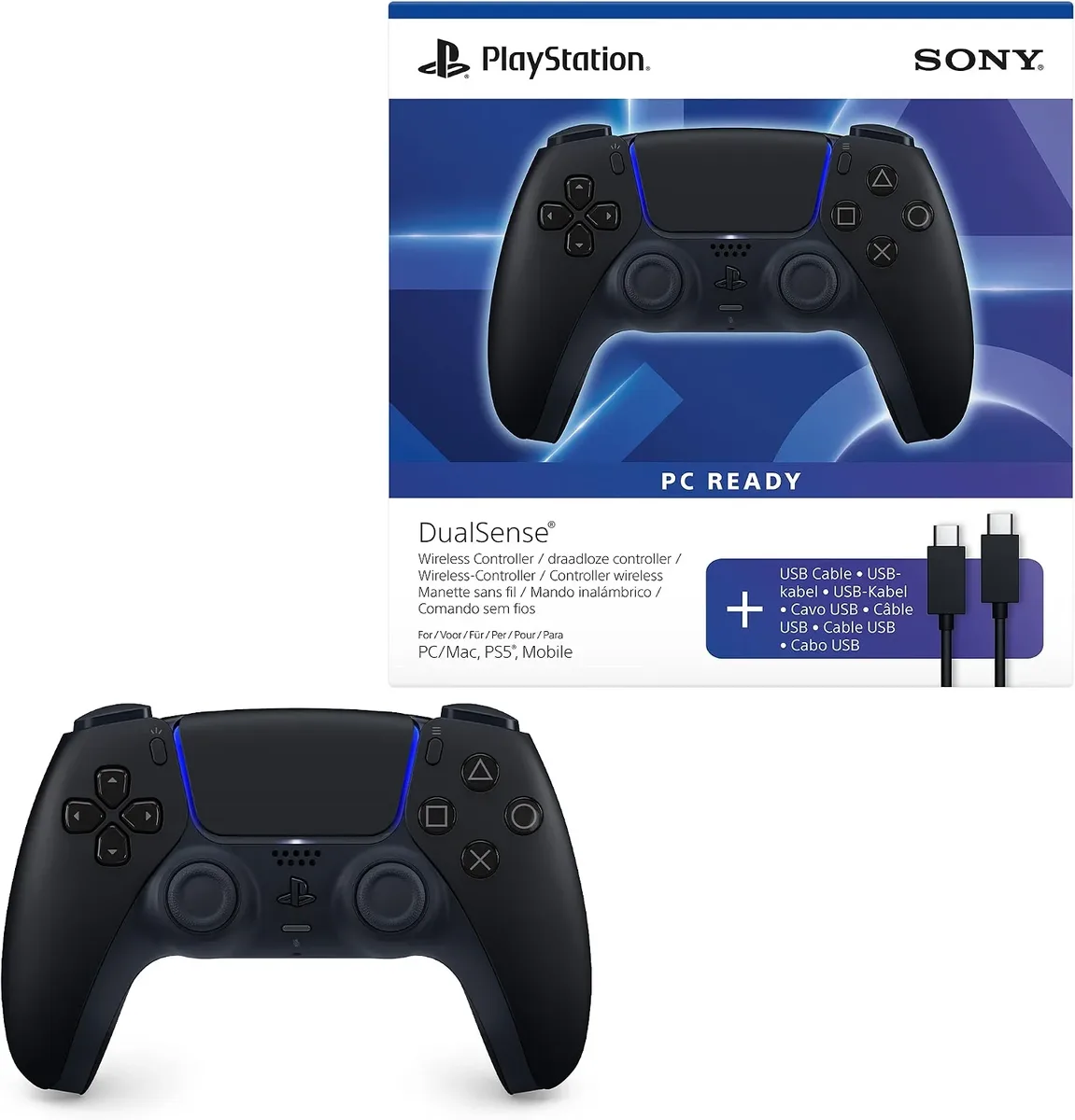 Sony Manette DualSense Midnight Black - PC/PS5/Mac/Mobile, vue 1