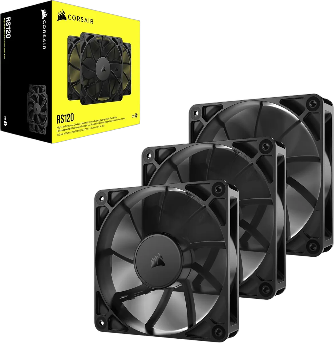 Corsair RS120 Triple pack - Noir, vue 3