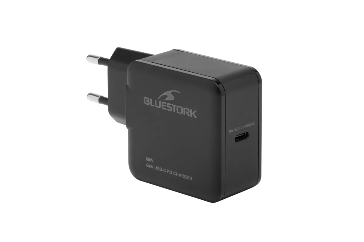 Bluestork Chargeur GaN 65W - USB-C + Câble USB-C 1.8m - Noir, vue 2