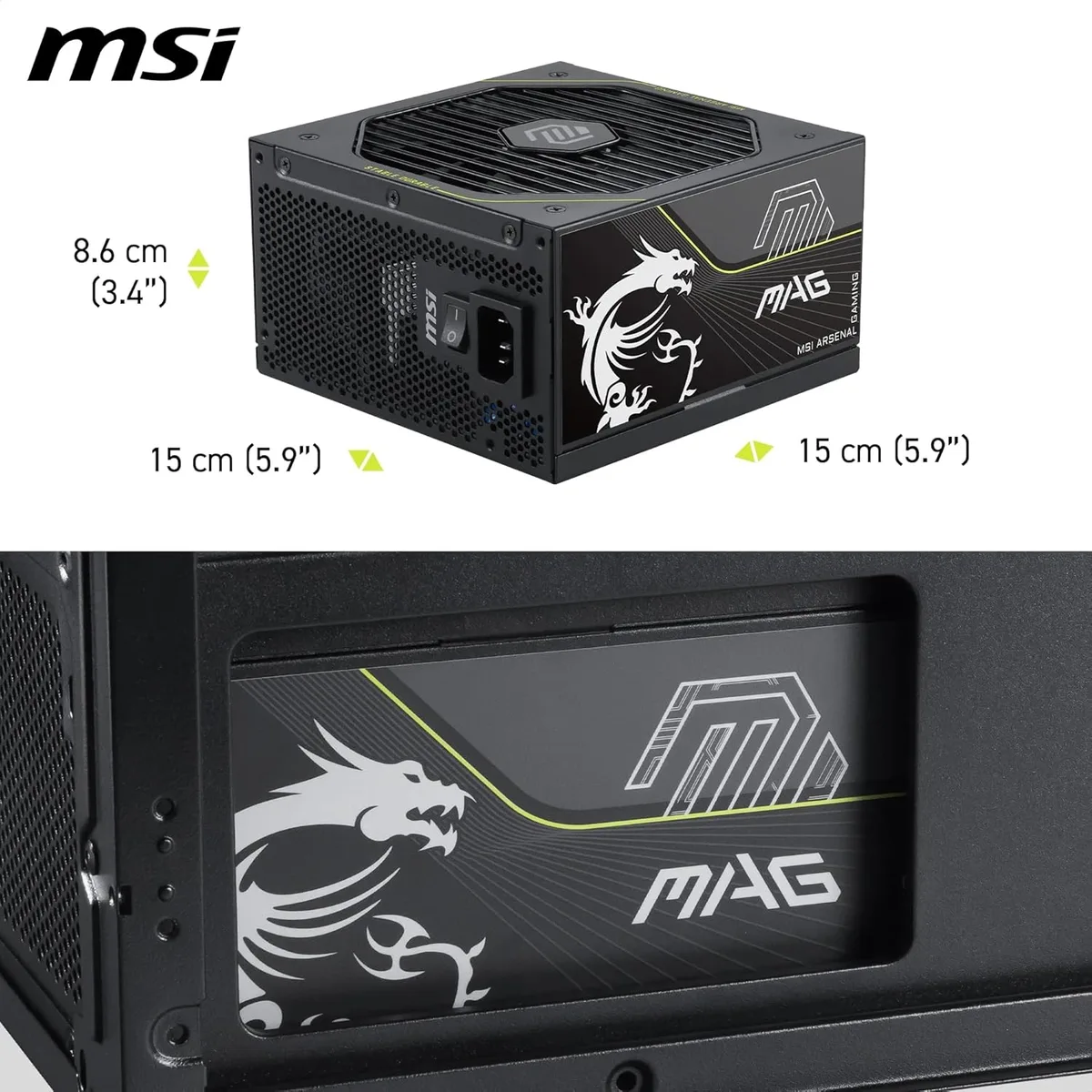 MSI ATX 650W - 80+ BRONZE - MAG A650BN Noir, vue 7
