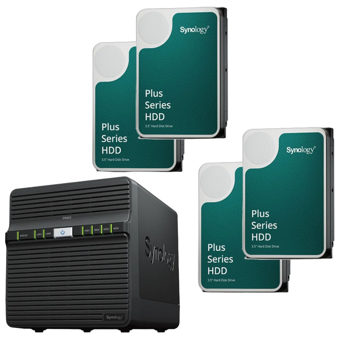 Synology DS423 - 4 Baies avec 4 disques de 4To, vue 1