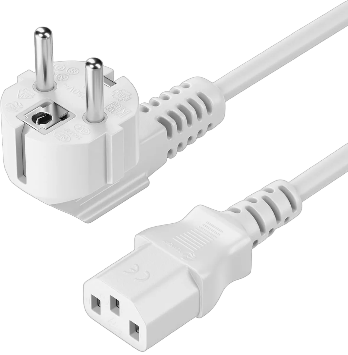 Compatible Câble d'alimentation (CEE 7 vers C13) - 2m Blanc, vue 1
