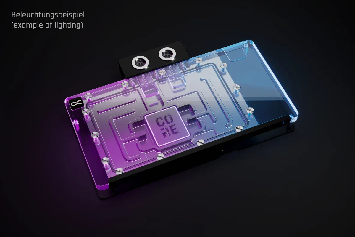 Alphacool Core Geforce RTX 5080 Solid + AMP avec Backplate, vue 3