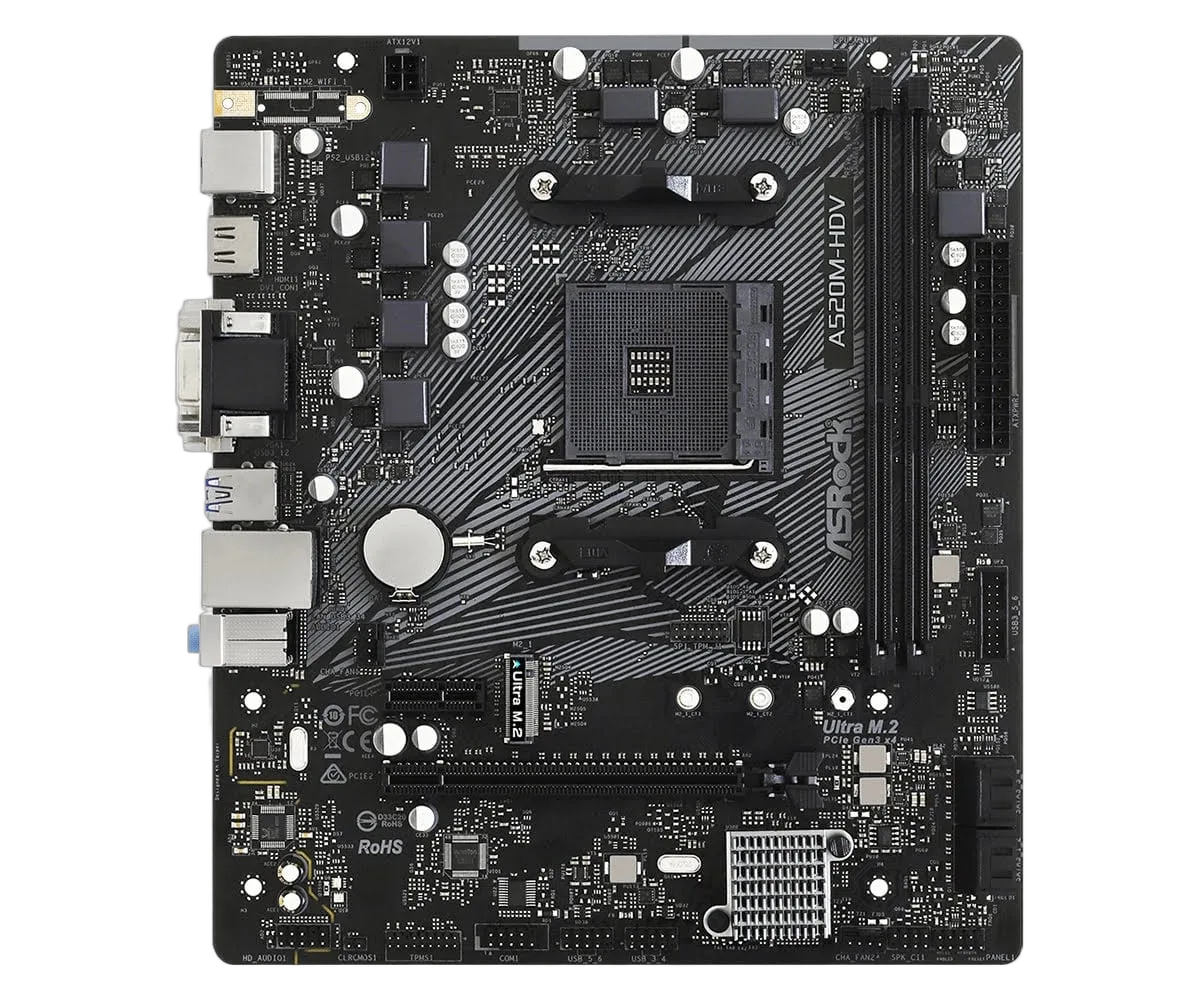 ASRock A520M-HDV - A520/AM4/mATX, vue 4