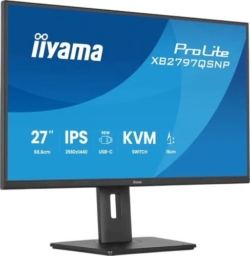 Iiyama Prolite XB2797QSNP-B1 - 27" QHD 75Hz IPS Pivot KVM USB-C 96W