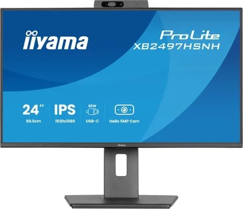 Iiyama Prolite XB2497HSNH-B1 - 23.8" FHD 100Hz RJ45 Pivot Webcam USB-C DOCK 65W