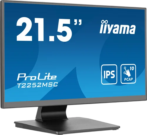 Iiyama ProLite T2252MSC-B2 - 22" FHD Tactile 5ms HDMI DisplayPort USB, vue 3