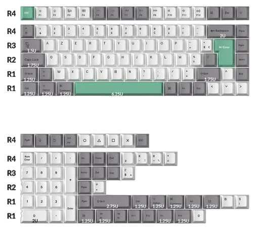 Keychron Set de touches - White Mint - Complet/ISO-FR/PBT