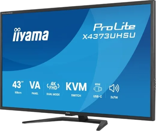 Iiyama X4373UHSU-B2 - 43" 4K/60Hz ou FHD 120Hz VA 3ms USB-C KVM