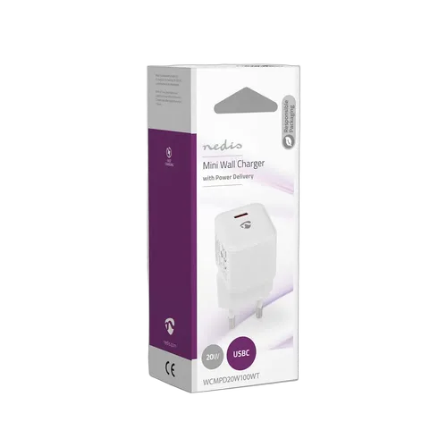 Nedis Chargeur mural 20W - 1 port USB-C - Blanc, vue 8