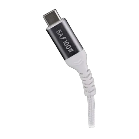 T'nB Câble USB-C vers USB-C - 100W - Tressé - 2m - Blanc
