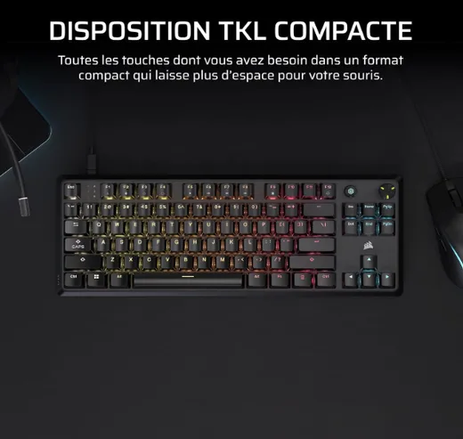 Corsair K70 Core TKL - Mécanique - Filaire - RGB - Noir, vue 3