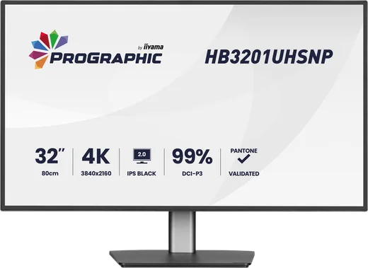 Iiyama ProGraphic - 32" 4K IPS Black 99% DCI P3 USB-C Dock Certifié Pantone
