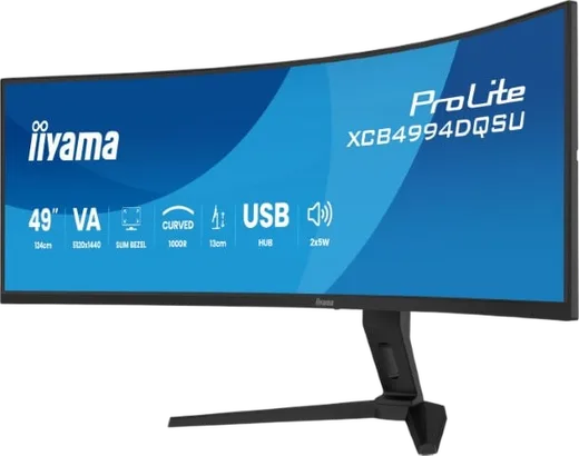 Iiyama ProLite XCB4994DQSU-B1 - 49" CURVE DQHD 120hz VA USB-C HUB HP Adapt Sync