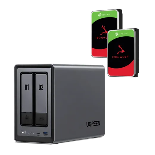 UGREEN DXP2800 - 2 Baies avec 2 disques 4To IronWolf