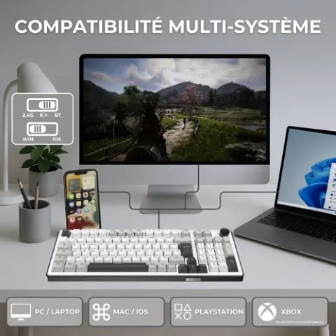 The G-LAB Keyz Elite 400 WG - Mécanique - Sans-Fil - RGB - Blanc/Gris, vue 9