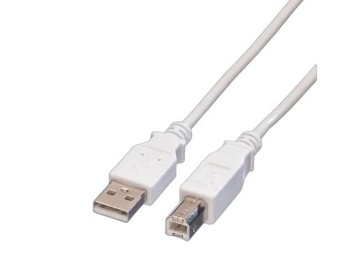 VALUE Câble USB-A 2.0 vers USB-B mâle/mâle- 1,8m - Blanc