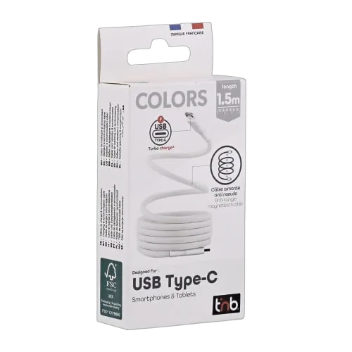 T'nB Câble USB-C vers USB-C - 1,5m - Blanc, vue 2