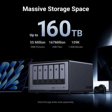 UGREEN DXP6800 Pro - 6 Baies, vue 4