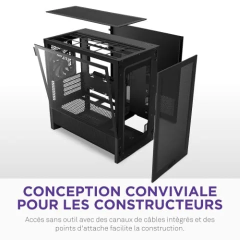 NZXT H3 Flow Noir - MT/Sans Alim/mATX, vue 5