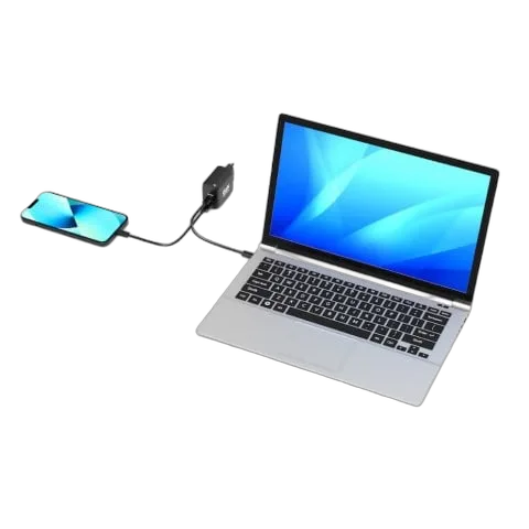 Port Chargeur mural GaN 65W - USB-C/USB-A - Noir