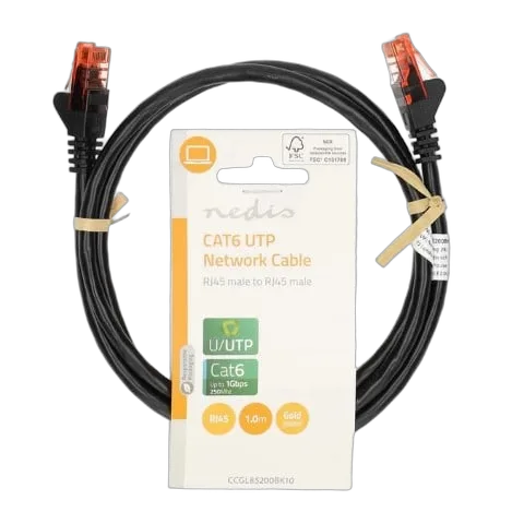 Nedis Câble RJ45 Cat6 U/UTP - 1m - Noir, vue 1