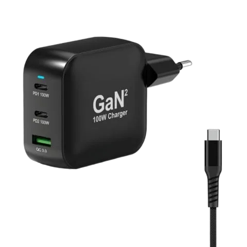 Port Chargeur mural 100W GaN 3 ports + Câble USB-C - 2m