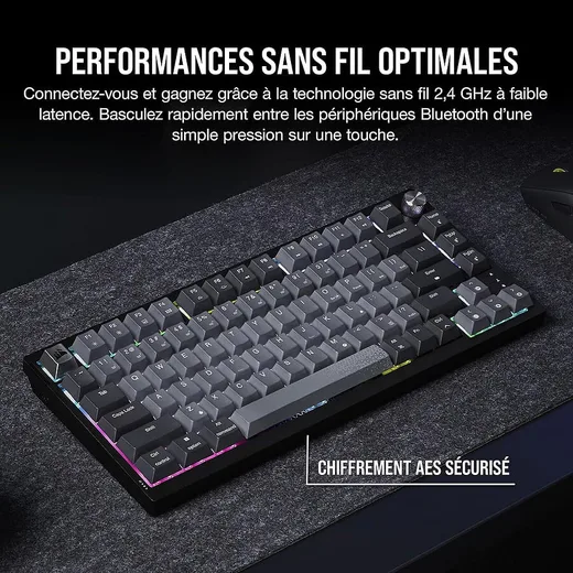 Corsair K65 Plus MLX Fusion 75% - Mécanique - Sans-Fil - RGB - Noir, vue 2