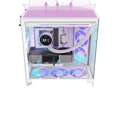 NZXT H9 Flow RGB+ Blanc - MT/Sans Alim/E-ATX, vue 9