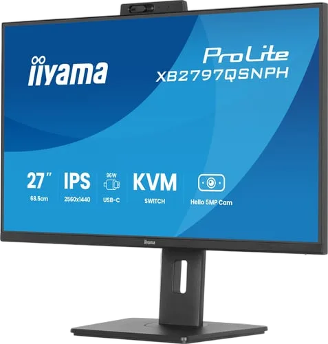 Iiyama Prolite XB2797QSNPH-B1 - 27" QHD 75Hz RJ45 Pivot Webcam USB-C DOCK 96W, vue 5