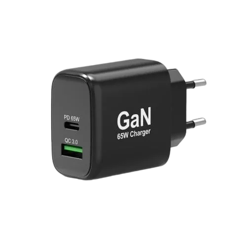 Port Chargeur mural GaN 65W - USB-C/USB-A - Noir